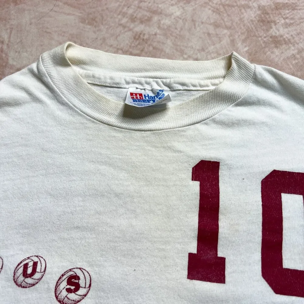 Vintage 90s Hanes PCM Mustangs Volleyball T-Shirt White Long Sleeve 10 Graphic